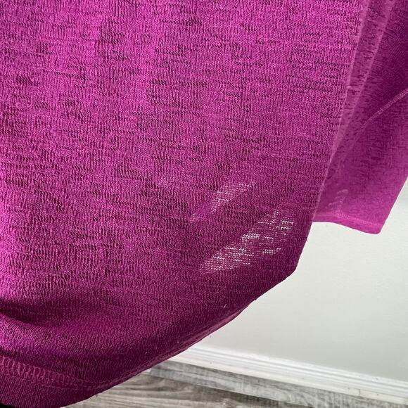 John Mark Womens XL Magenta Tunic Dress Sheer Knit 3/4 Sleeve Button Back Detail - Picture 6 of 12